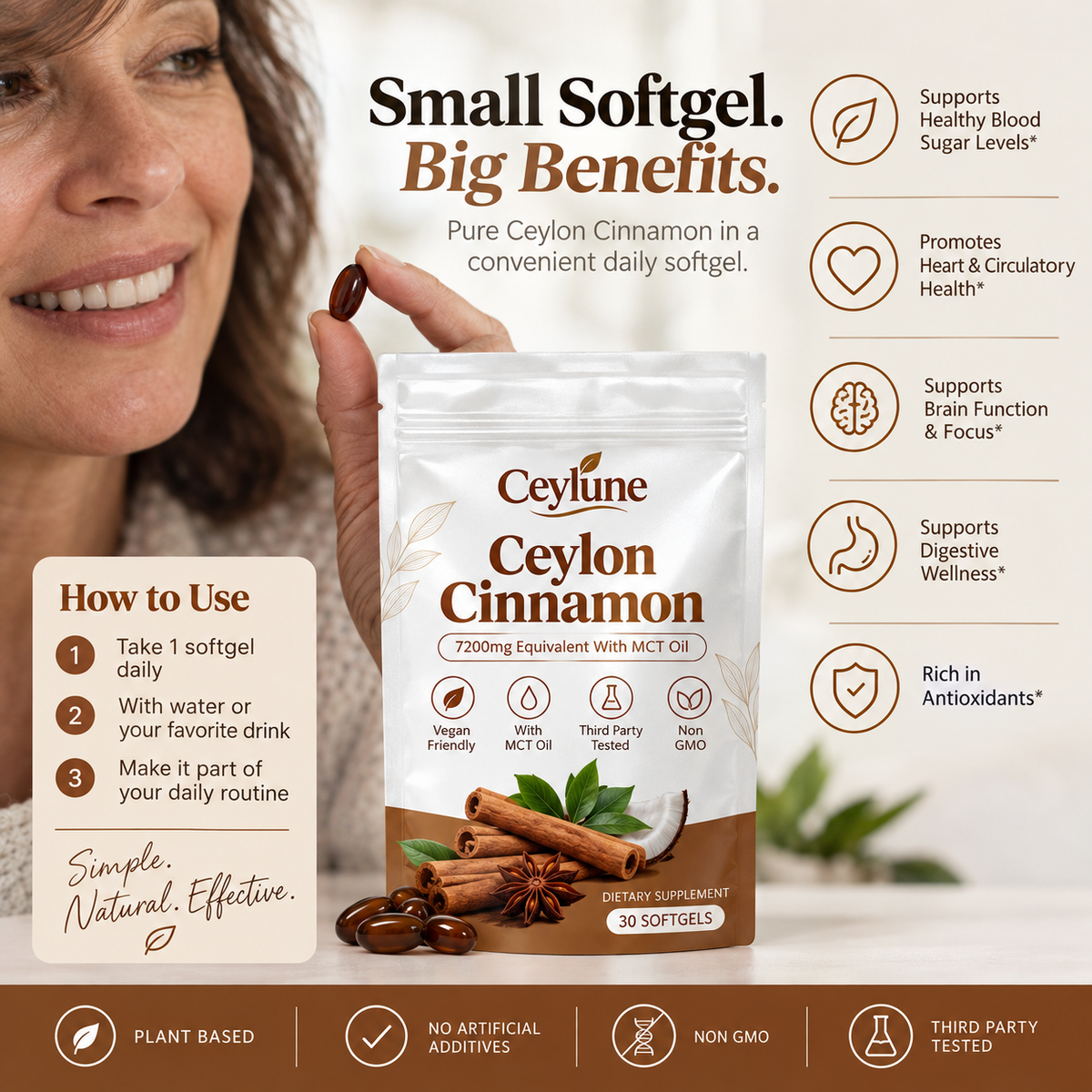 Ceylon Cinnamon 7200mg Equivalent with MCT Oil