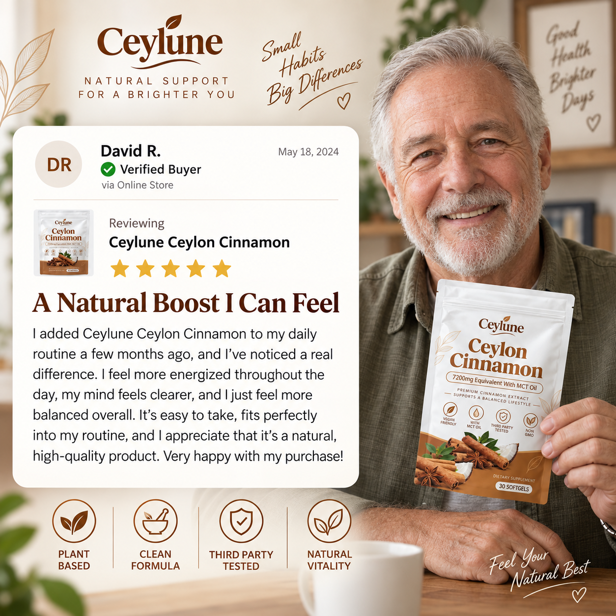 Ceylon Cinnamon 7200mg Equivalent with MCT Oil